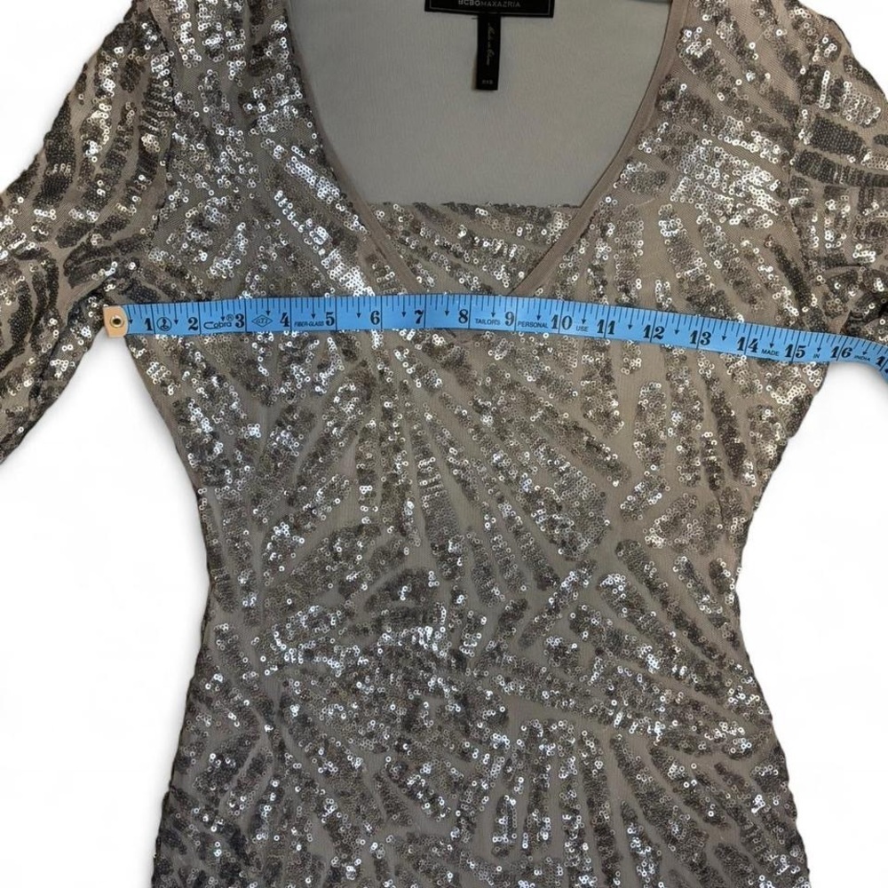 BCBGMaxAzria Metallic Sequin Long Sleeve Dress - Picture 3 of 6